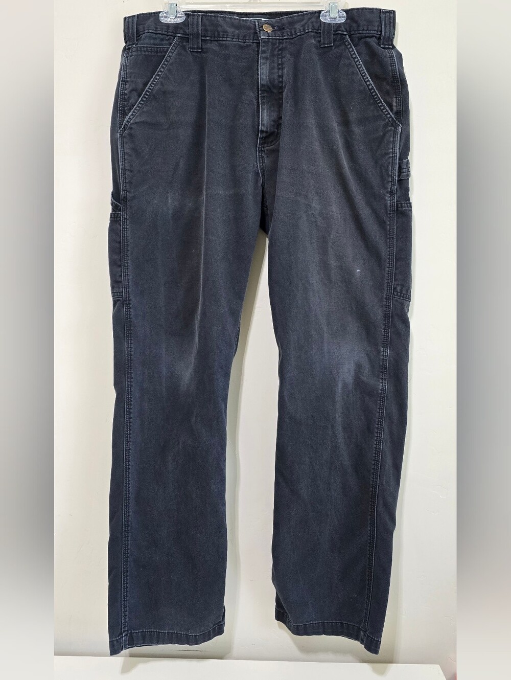 Carhartt B324 Black Twill Carpenter Utility Pants 36x32 Relaxed Workwear Grunge
